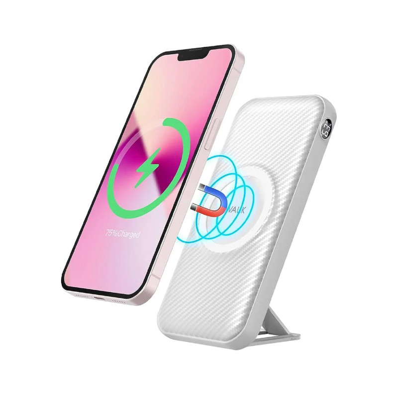 iWalk Magnetic Wireless Portable Charger Power Bank, 20000mAh with 7.5W Wireless Charging and 20W USB C Power Delivery Battery Pack - White - مزود طاقة
